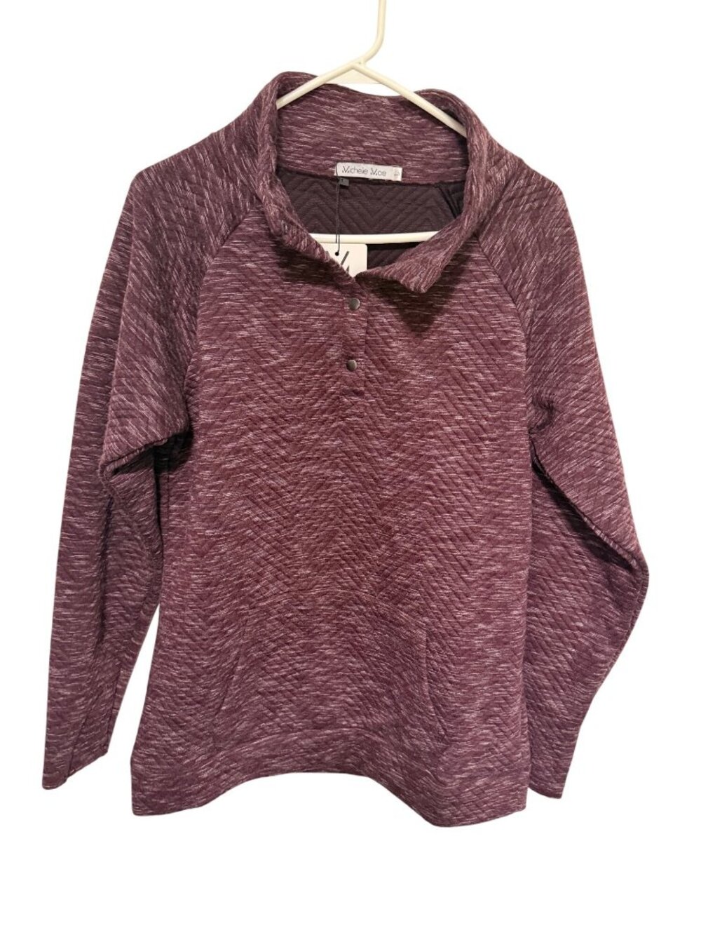 NWT Michelle Mae Pullover Quilted Jacket/Sweatshirt Purple Womans L